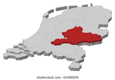 Map - Netherlands, Gelderland - 3D-Illustration