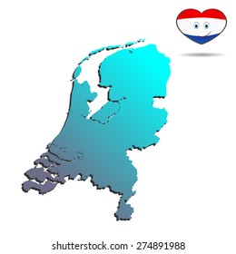  map of Netherlands with heart flag