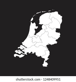 Map of Netherlands - High detailed on black background. Abstract design vector illustration eps 10.