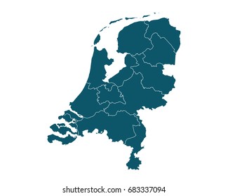 Map of Netherlands - High detailed on white background. Abstract design vector illustration eps 10.