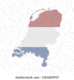 Map of Netherlands. Mosaic style map with flag of Netherlands. Vector illustration.