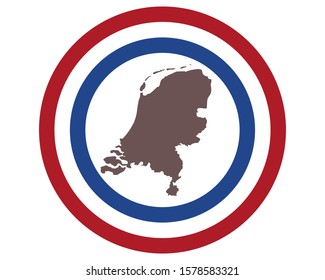 Map of the Netherlands on background with flag