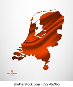 Map of Netherlands with orange fabric draping background in vector.