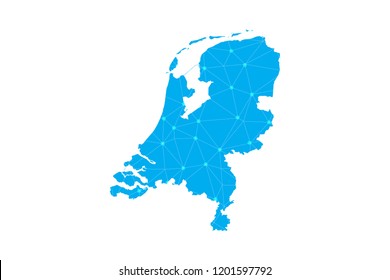 Map of Netherlands from Polygonal wire frame low poly mesh,Netherlands map Vector Illustration EPS10.