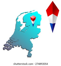  map of Netherlands with pyramid flag