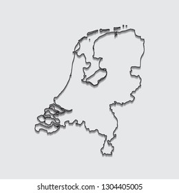 Map of Netherlands with shadow on gray background.eps10 