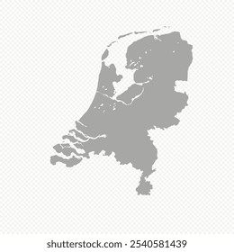 Map of Netherlands, sign silhouette. World Map Globe. Vector Illustration isolated on transparent background. Europe continent.