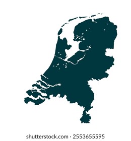 Map of Netherlands, sign silhouette. World Map Globe. Vector Illustration isolated on transparent background. Europe continent.