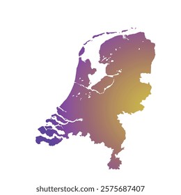 Map of Netherlands, sign silhouette. World Map Globe. Vector Illustration isolated on transparent background. Europe continent.