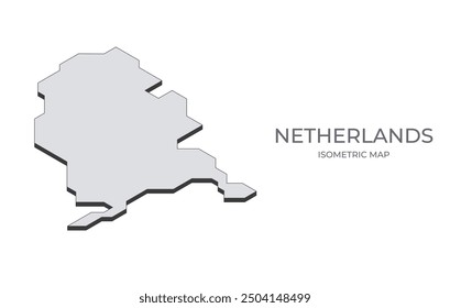 Map of the Netherlands in simple isometric form. Illustration of isometric map of the country.