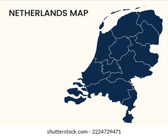 Map of Netherlands, Solid Map of Netherlands, Netherlands vector Illustration, Map of Netherlands with Colour.