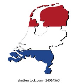 map of Netherlands with their flag illustration