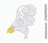Map of Netherlands with Zeeland Province Highlighted