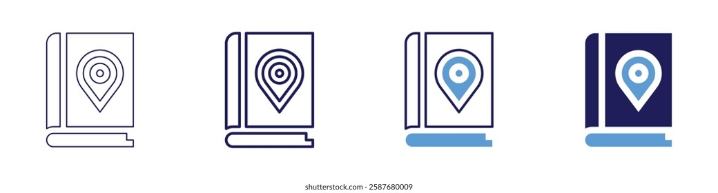 Map networks icon in 4 different styles. Thin Line, Line, Bold Line, Duotone. Duotone style. Editable stroke.