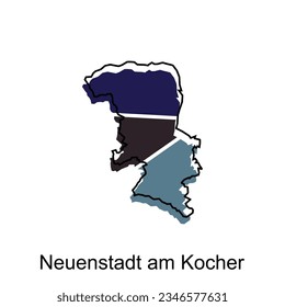 Karte von Neuenstadt am Kocher, Weltkarte, internationale Vektorvorlage mit Skizze-Stil einzeln auf weißem Hintergrund