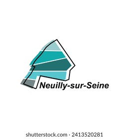 Karte Neuilly Sur Seine City bunte geometrische, moderne Umrisse, Hochdetaillierte Vektorgrafik-Design Vorlage, geeignet für Ihr Unternehmen