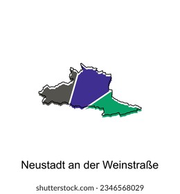 Map of neustadt an der weinstrabe geometric colorful illustration design template, Germany country map on white background vector