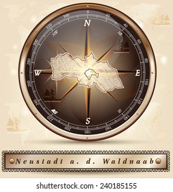 Map of Neustadt-an-der-Waldnaab with borders in bronze
