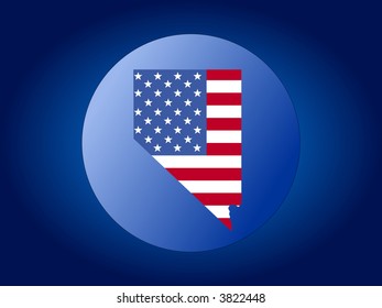 map of Nevada and American flag globe illustration