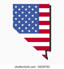 Map of Nevada with American flag illustration