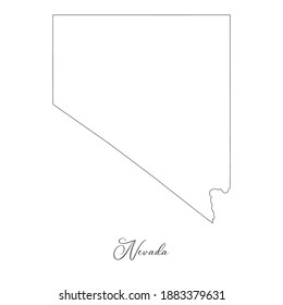 Mapa de Nevada. Frontera de Nevada y nombre manuscrito del estado. Mapa minimalista. Este mapa vectorial es adecuado para la edición digital y las impresiones de todos los tamaños.