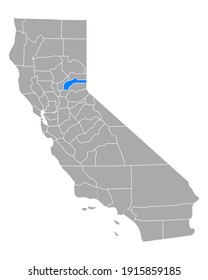 Map of Nevada in California on white