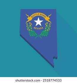 Map of Nevada in colors of the state flag (flat design,long shadow)