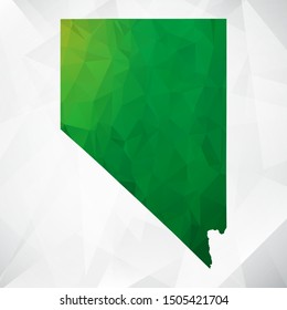 Map of Nevada - Green Geometric Rumpled Triangular , Polygonal Design For Your . Vector illustration eps 10.