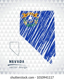 Map of Nevada with hand drawn sketch pen map inside. Vector illustration