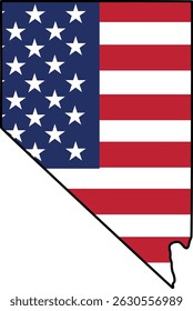 Map of Nevada State Design with USA Flag