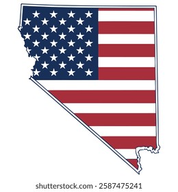 Map of Nevada State with inside US flag