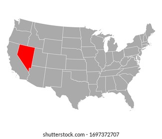 Karte von Nevada in den USA auf Weiß