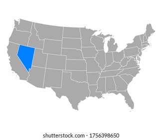 Map of Nevada in USA on white