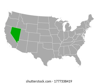 Karte von Nevada in den USA auf Weiß