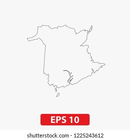 Map of New Brunswick, Canada. Vector