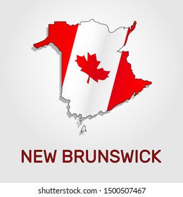 Map of New Brunswick combined with Canada flag - Vector