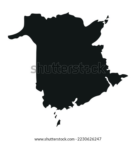The map of the New Brunswick province in black color isolated on white background. Vector illustration
