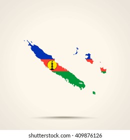 Map of New Caledonia in New Caledonia flag colors