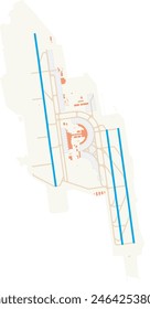 Map of New Chitose Airport (Japan). IATA-code: CTS. Airport diagram with runways, taxiways, apron, parking areas and buildings. Map Data from OpenStreetMap.