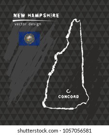 Map of New Hampshire, Chalk sketch vector illustration