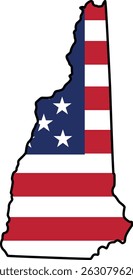 Map of New Hampshire State Design with USA Flag
