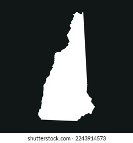 Map of the New Hampshire state in white color isolated on black background. Vector illustration