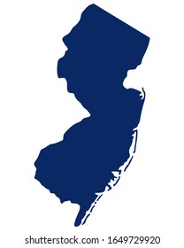 Map of New Jersey in blue colour