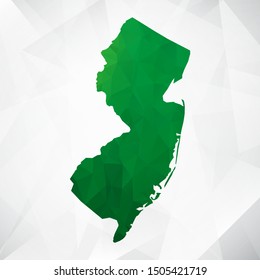 Map of New Jersey - Green Geometric Rumpled Triangular , Polygonal Design For Your . Vector illustration eps 10.