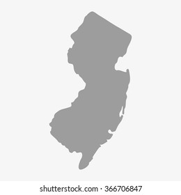 Map  of New Jersey State in gray on a white background