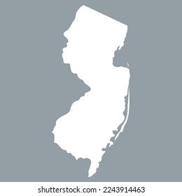 Map of the New Jersey state in white color isolated on grey background. Vector illustration