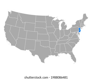Mapa de Nueva Jersey en EEUU en blanco