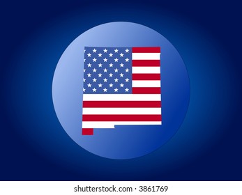 map of New Mexico and American flag globe illustration