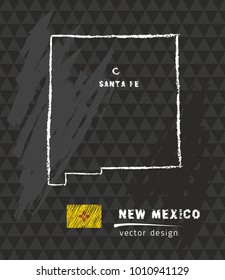 Map of New Mexico, Chalk sketch vector illustration