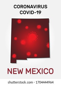 Map of New Mexico state and coronavirus infection.